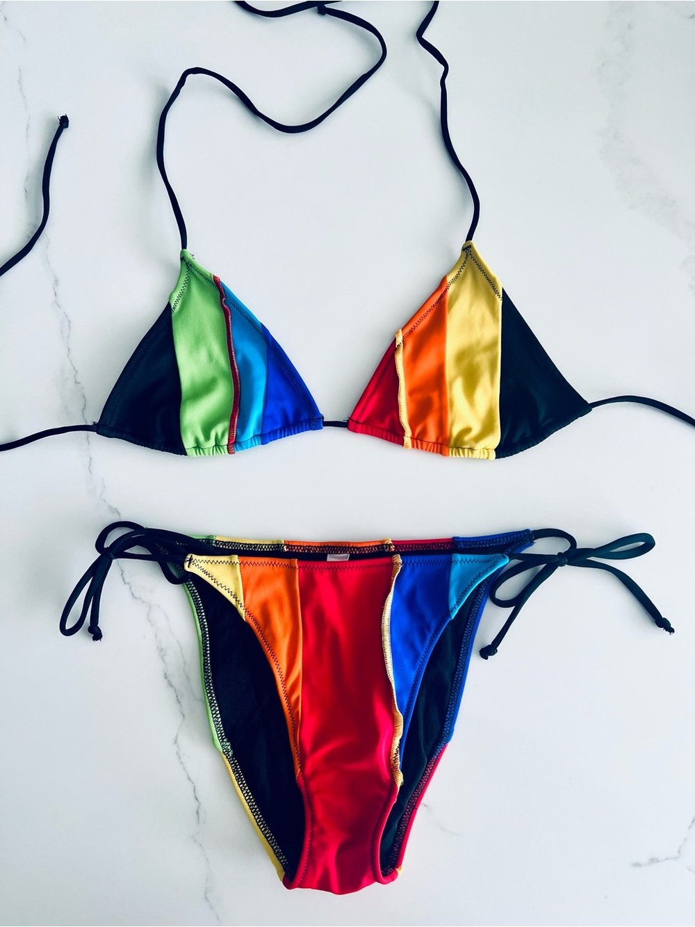 Victoria's Secret Rainbow Stripe Triangle Bikini - Multi